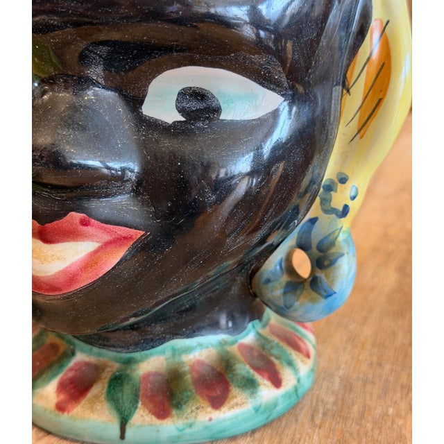 Vintage Hand-Painted Ceramic Figural Head Planter For Sale - Image 4 of 4