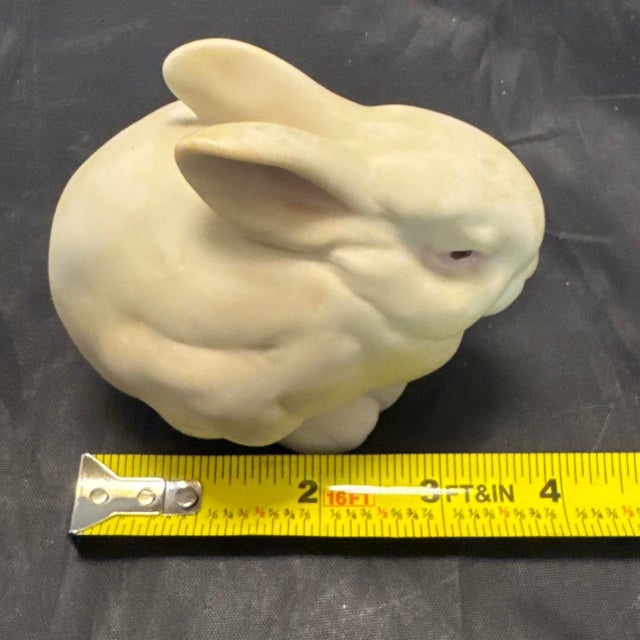 Ceramic Cybis Bunny Figurines Mr Snowball & Bon Bon Bisque Porcelain Rabbit Set 1981 VTG For Sale - Image 7 of 12