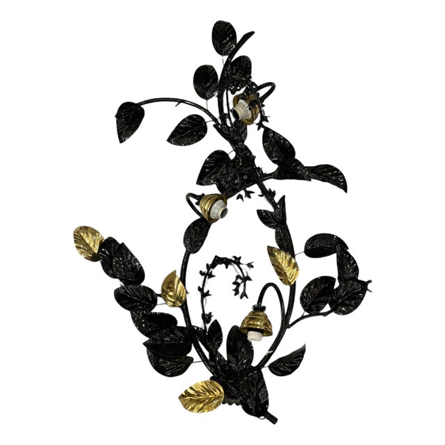 Black and Gold Vegetable Wall Lamp by Hans Kögl For Sale