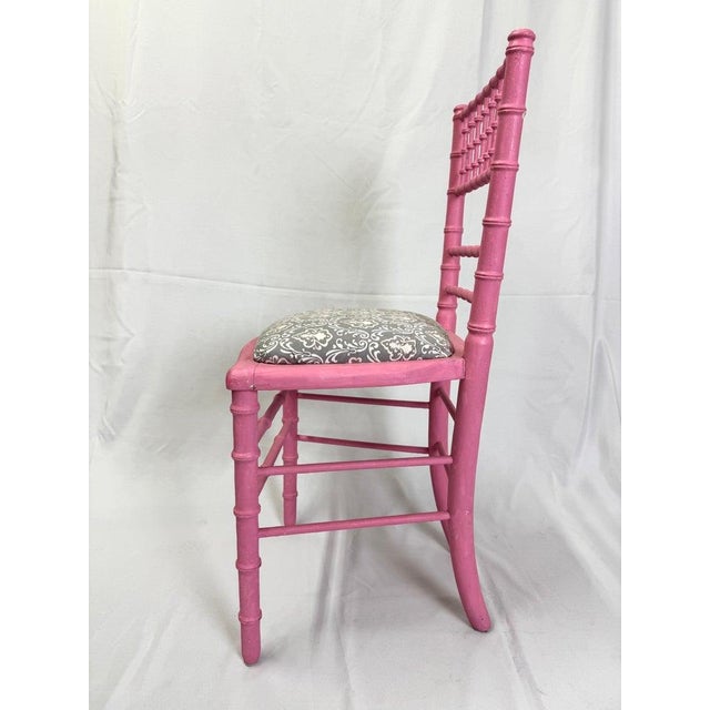 1970s Faux Bamboo Pink Desk or Vanity Chair For Sale - Image 5 of 12