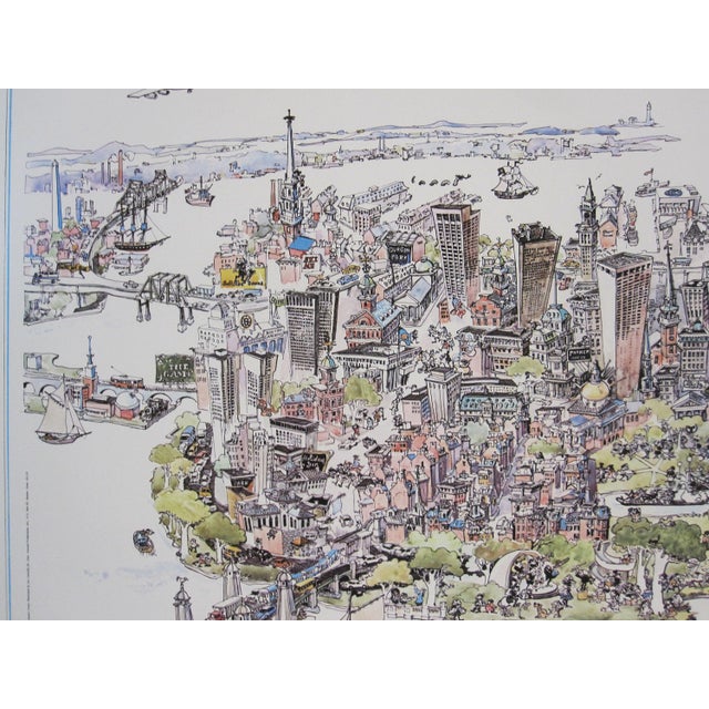 Contemporary Boston Poster Map Illustrated Art by Joe Connolly 1975, Alice Atwood Mahoney For Sale - Image 3 of 10