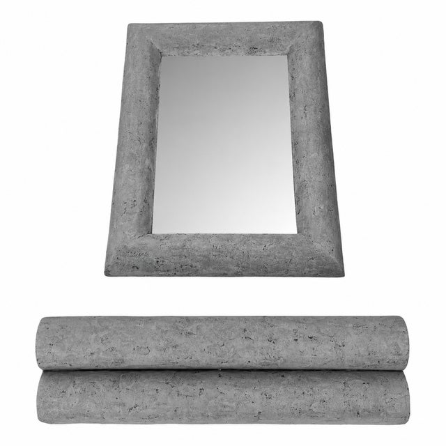 Extraordinary stone frame wall mirror, with matching flush mount console. This Faux stone, yet very heavy and well made...
