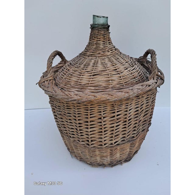 Large French Damme Jeanne with Woven Basket, 1920s For Sale - Image 6 of 6