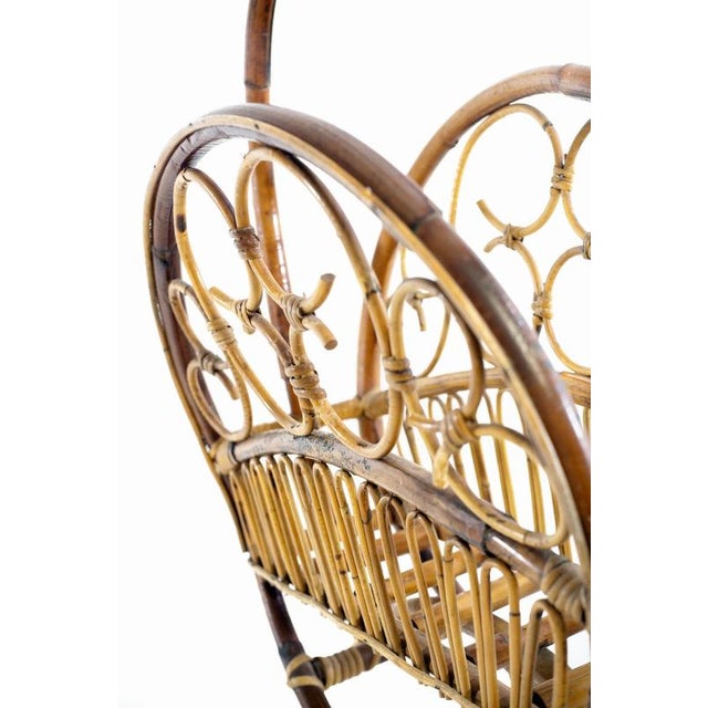 Boho Chic Vintage Italian Boho Bamboo Magazine Rack by Franco Albini, 1960s For Sale - Image 3 of 8