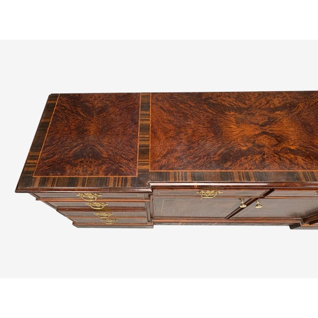 Wood Georgian, Circassian Walnut, Burlwood, Brass, Sideboard, Usa, 1980s For Sale - Image 7 of 13
