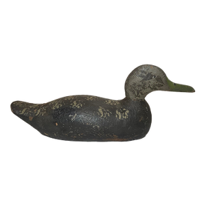 Antique Hand Carved Wood Folk Art Mallard Duck Decoy Shore Bird Sculpture Black