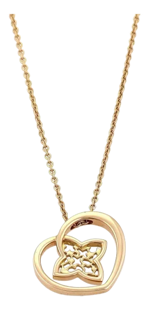 Louis Vuitton Monogram 18k Pink Gold Floral Heart Pendant