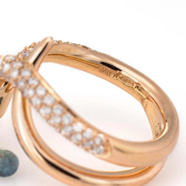 Gemstone Giovanni Ferraris Pave Diamond Ring Rainbow Sapphires 18k Rose Gold Estate size 6.5 For Sale - Image 7 of 7