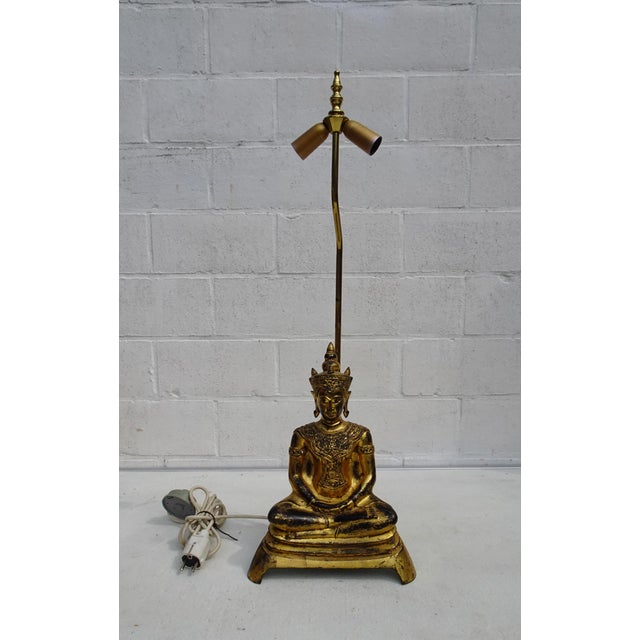 Ayutthaya Phra Chai Bronze Adjustable Gilded Table Lamp, 1960s For Sale - Image 11 of 18