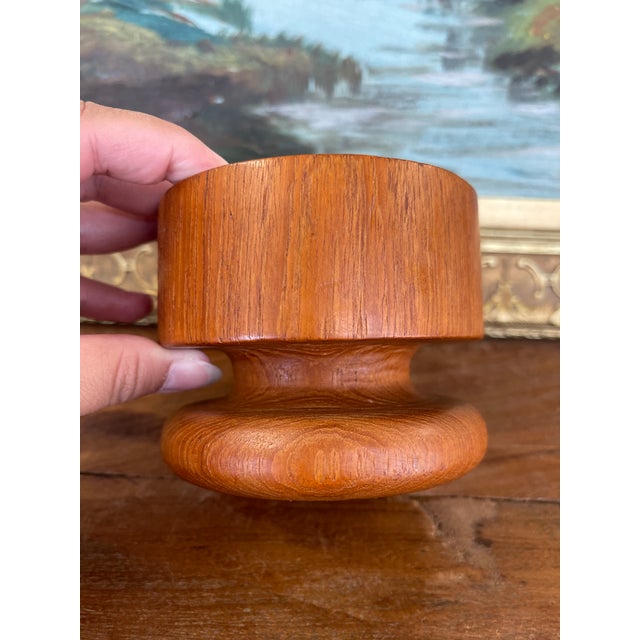 Vintage Kalmar Teak Wood Candle Holder or Vessel Base, Made in Thailand. For Sale - Image 9 of 10