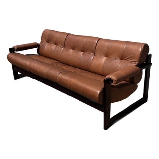 Percival Lafer Brazilian Rosewood & Leather Sofa, Circa 1960s For Sale