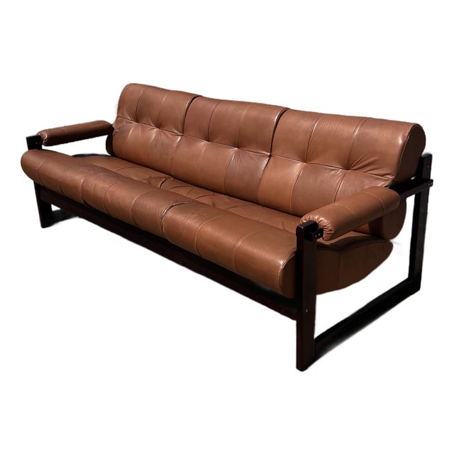Percival Lafer Brazilian Rosewood & Leather Sofa, Circa 1960s For Sale
