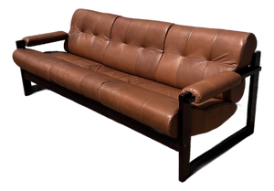 Percival Lafer Brazilian Rosewood & Leather Sofa, Circa 1960s