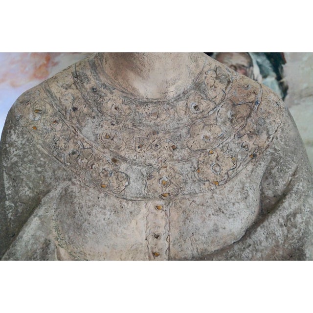 Beige Large Statue of a Woman, France, 1960s, Earthenware For Sale - Image 8 of 11