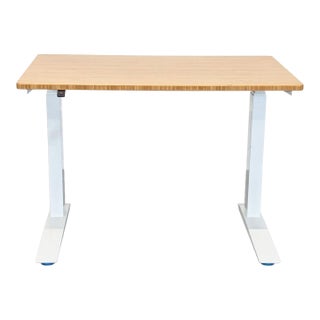 Fully Jarvis 36” Adjustable Height Standing Desk With Bamboo Top and White Frame For Sale