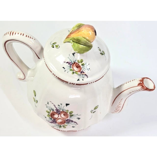 White Italian Mojolica Pear Teapot For Sale - Image 8 of 12
