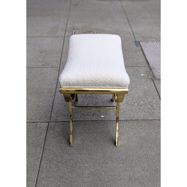 Mid-Century Italian Vanity Stool | Brass Frame & Bouclé Seat | Vintage Glam Seating Add a touch of Italian elegance to...