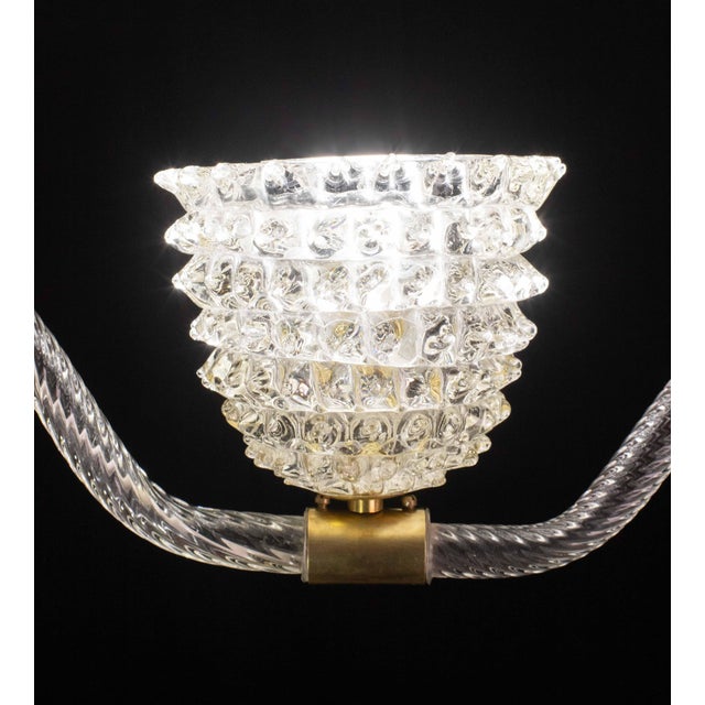 Art Deco Clear Rostrato Murano Glass Chandelier by Barovier & Toso, 1940s For Sale - Image 3 of 13