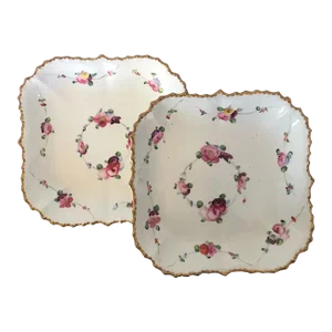 Early 19th Century English Regency Square Porcelain Serving - A Pair