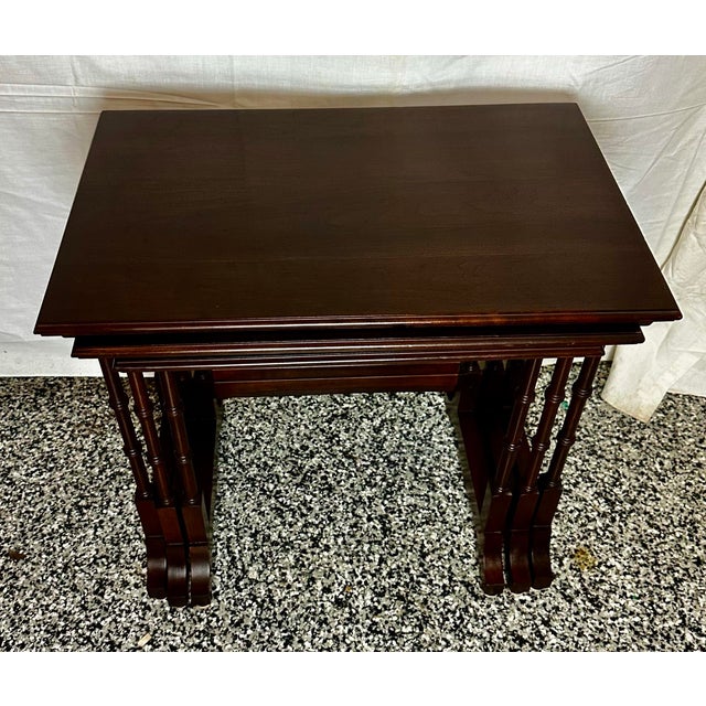 Traditional Ethan Allen Mahogany Nesting Tables For Sale - Image 3 of 7