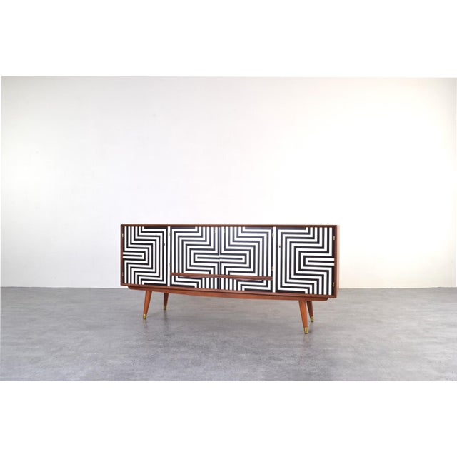 Mid-Century Modern Op-Art Hand-Painted Sideboard from Sven Andersen Møbelfabrik, 1960s For Sale - Image 4 of 18