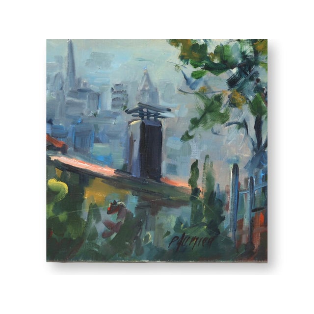 Abstract Liliane Paumier French Village Skyline Oil Painting For Sale - Image 3 of 4