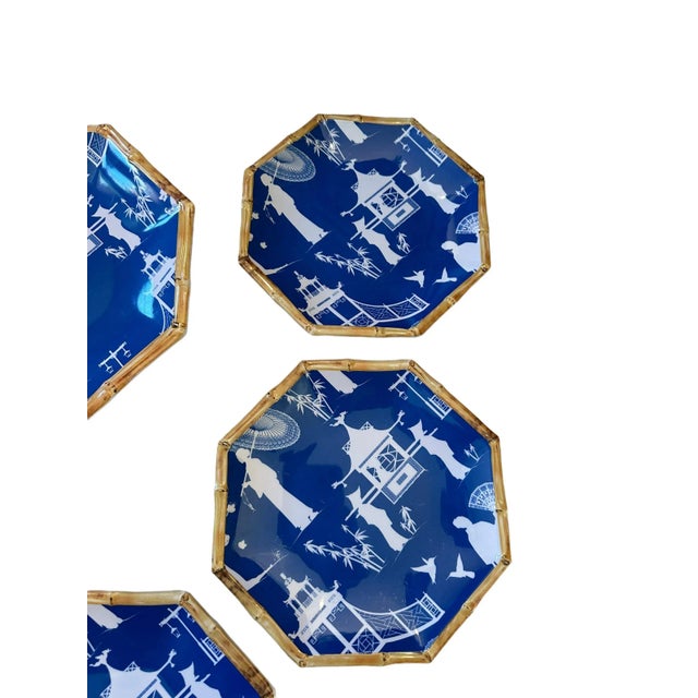 Kim Seybert Cobalt and White Chinoiserie Melamine Luncheon Set - 9 Pieces For Sale - Image 10 of 12