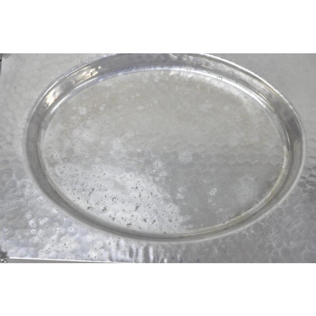 Metal Vintage Buenilum Art Nouveau Hand Hammered Aluminum Serving Tray W Tulip Handles For Sale - Image 7 of 14