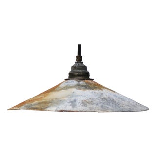 Vintage Industrial Rust Zinc Metal Pendant Lamp For Sale