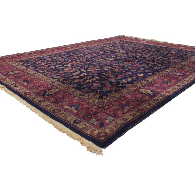 76739 Antique Indian Kashan Rug, 08'00 x 10'01. The Sovereign Garden: An Antique Indian Kashan Masterpiece of Mughal...