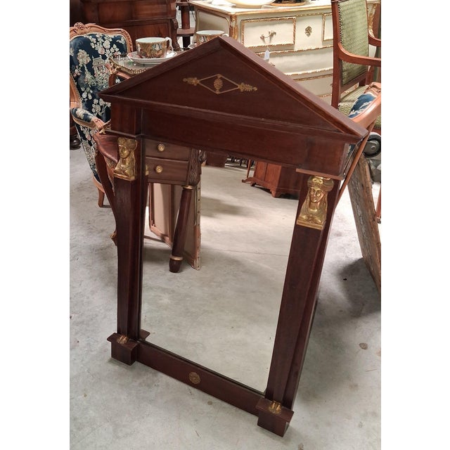 19th Century Empire Mirror with Triangular Pediment For Sale - Image 6 of 9