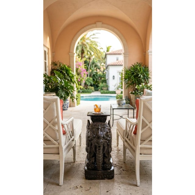 Ceramic Vintage Black Glazed Ceramic Elephant Garden Stool For Sale - Image 7 of 8