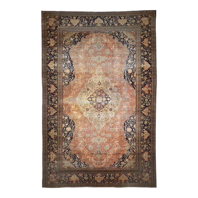 Antique Persian Mohtasham Kashan Rug 10’5” X 16’1” For Sale