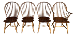 d.r. Dimes Bow Back Bamboo Olde Amber Finish Dining Chairs - Set of 4