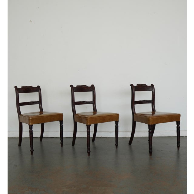 Brown Vintage Regency-Style Dining Chairs (Set of 6) For Sale - Image 8 of 17