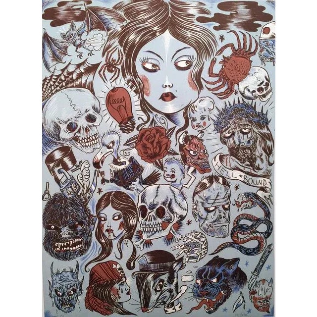 Dr. Lakra Untitled Blue Surrealist Figurative Stone LIthograph Limited Edition Print , 2008 For Sale