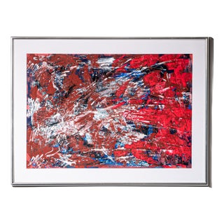 Jozef Mees, Abstract Composition (I), Oil on Paper, 1962, Framed For Sale