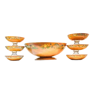 Hand Lathed Folk Art Salad Set- Set of Seven