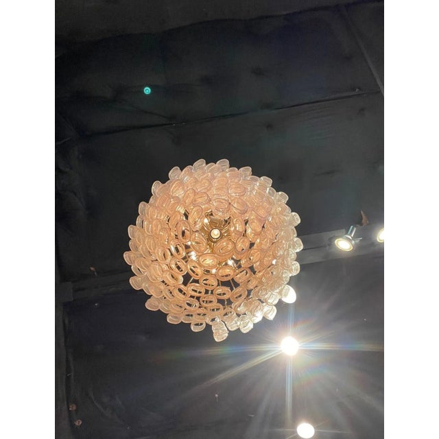 Vintage Spiral Blush Colored Murano Glass Chandelier For Sale In Dallas - Image 6 of 8