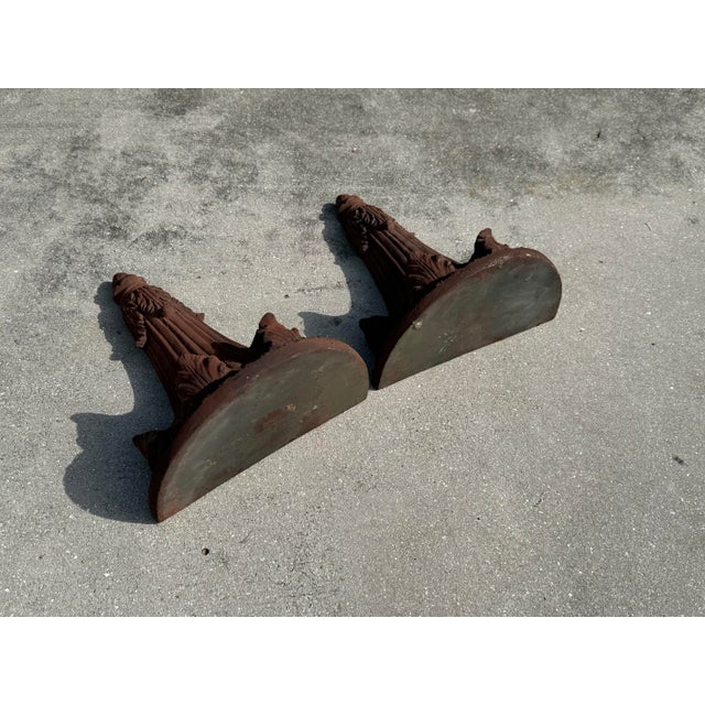 Brown Vintage Neoclassical Acanthus Architectural Wall Corbels, Pair For Sale - Image 8 of 14