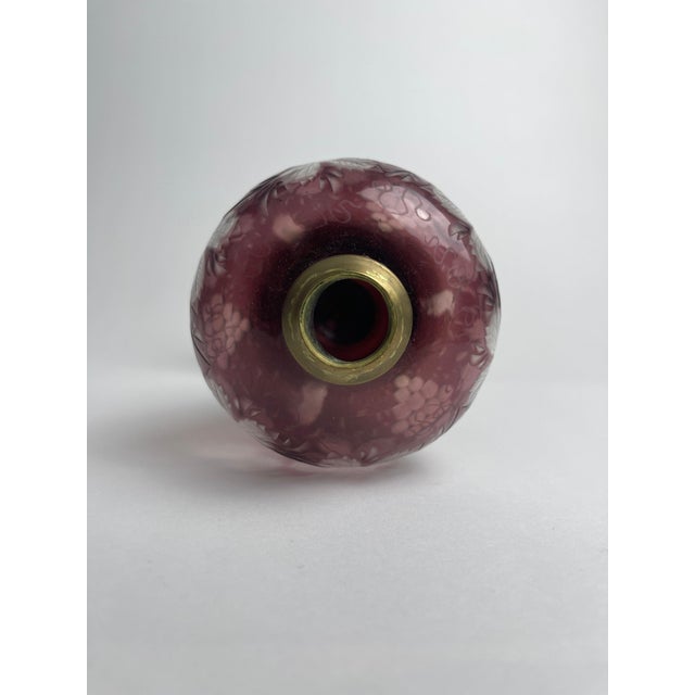 19th Century Antique Bohemian Oil Lamp Cut Cranberry For Sale In Los Angeles - Image 6 of 6