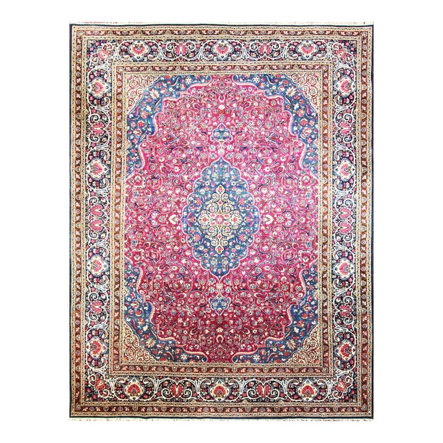 Antique Persian Dabir Kashan, 8'4" × 11'4" For Sale