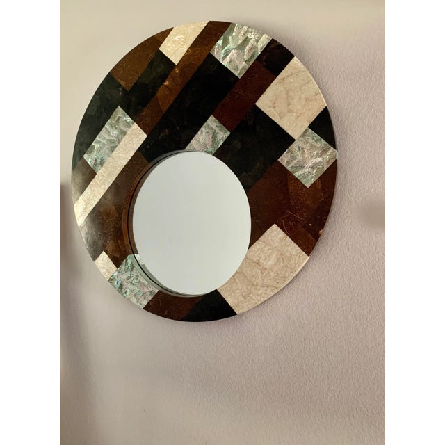 Contemporary Reduced Modern Stone Round Wall Mirror - Shawna Stoney For Sale - Image 3 of 11