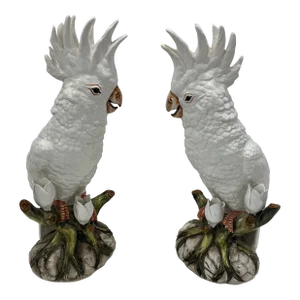 Pair of 1960s Italian Ceramic Cockatoos