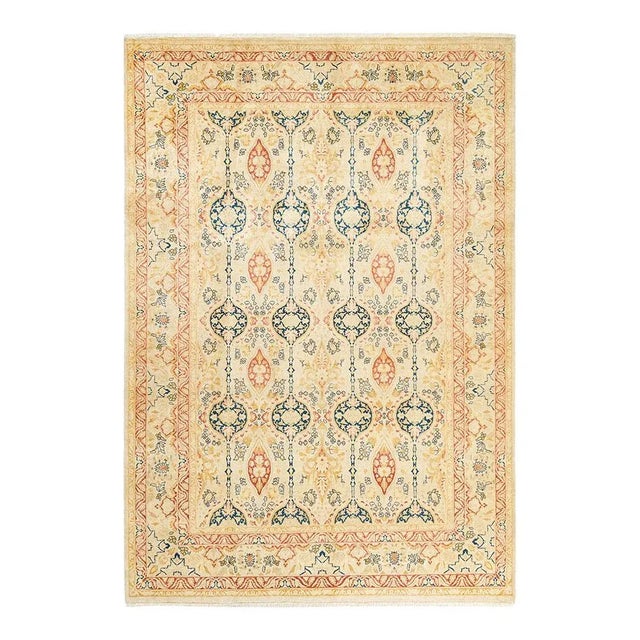 Mogul Collection Hand-Knotted Area Rug - Ivory 6' 1" x 8' 9" For Sale - Image 4 of 4