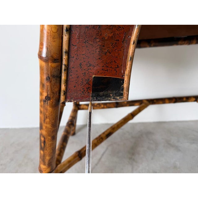 19th-Century English Aesthetic Movement Burnt Bamboo & Lacquer Writing Desk With Mirror For Sale - Image 17 of 17