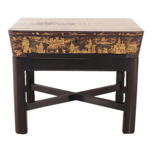 Chinese Export Work Box on Later Custom Stand, 19th Century