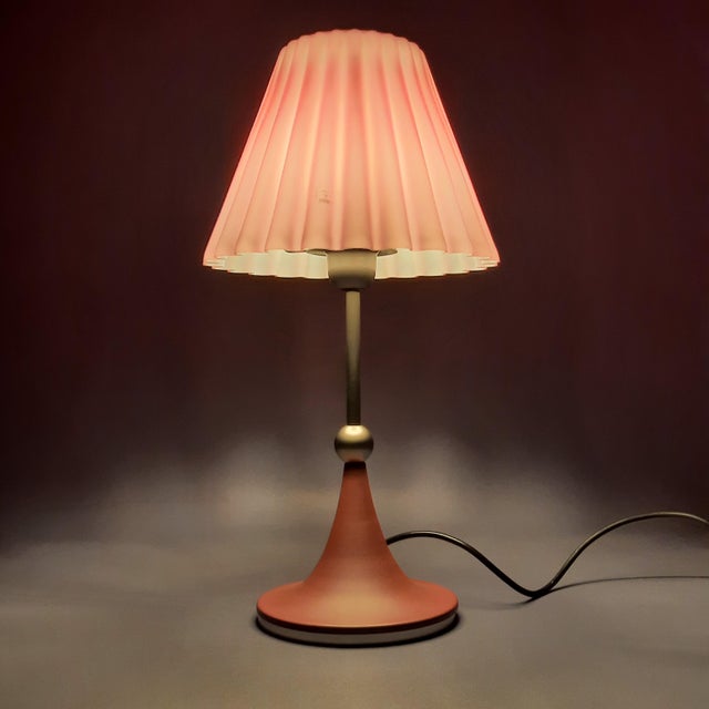Modernist Pink Pleated Murano Glass Table Lamp, 1970s For Sale - Image 13 of 16