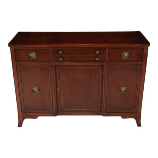 Vintage 1920’s Mahogany Sideboard Buffet With Brass Fixtures For Sale