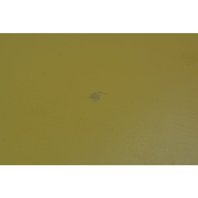 1990s Maine Cottage Yellow Writing Desk With Slide Out Surface / Drawer & Deep Slatted Bench Set of 2 For Sale - Image 10 of 12